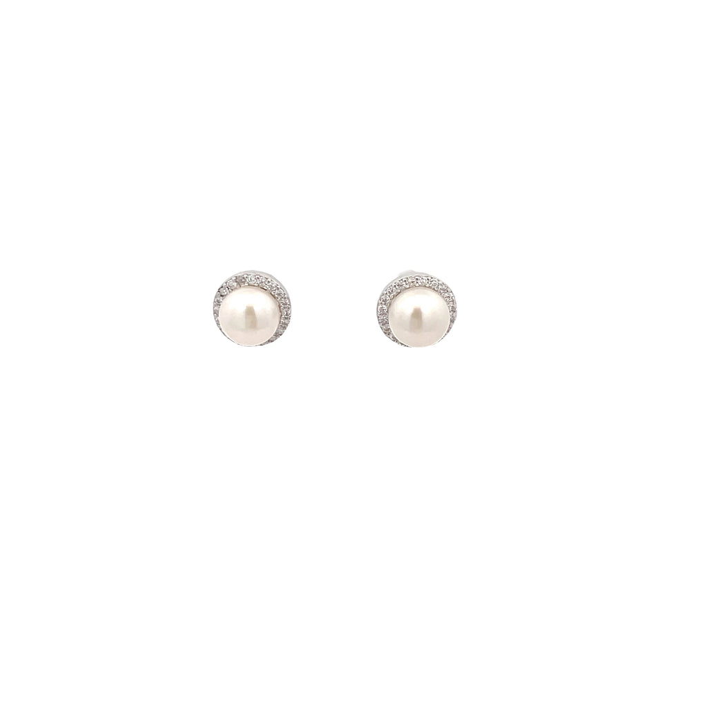 PEARL HALO STUD EARRINGS