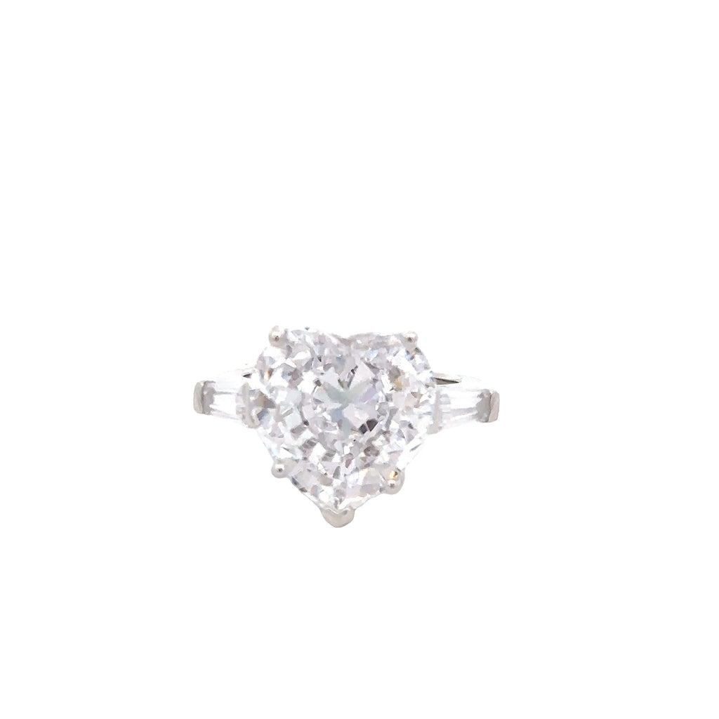 SILVER HEART RING WITH CUBIC ZIRCONIA