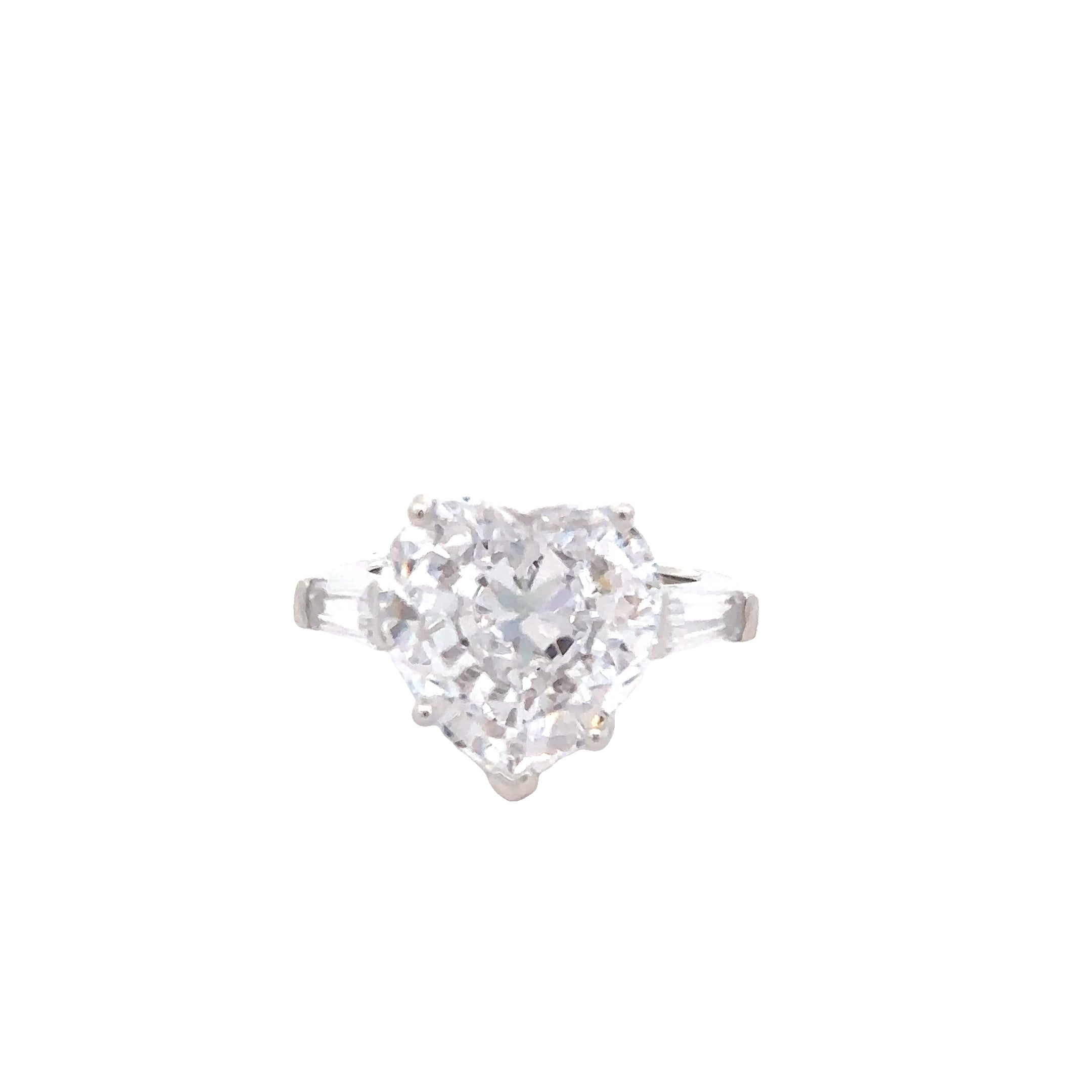 SILVER HEART RING WITH CUBIC ZIRCONIA