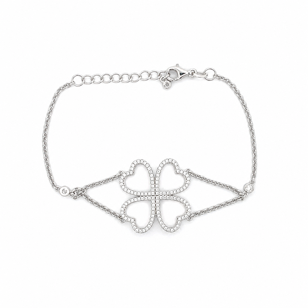 BRACCIALE QUADRIFOGLIO ETERNO – Argento 925 e Zirconi