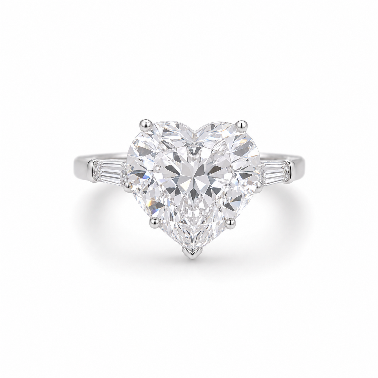 SILVER HEART RING WITH CUBIC ZIRCONIA