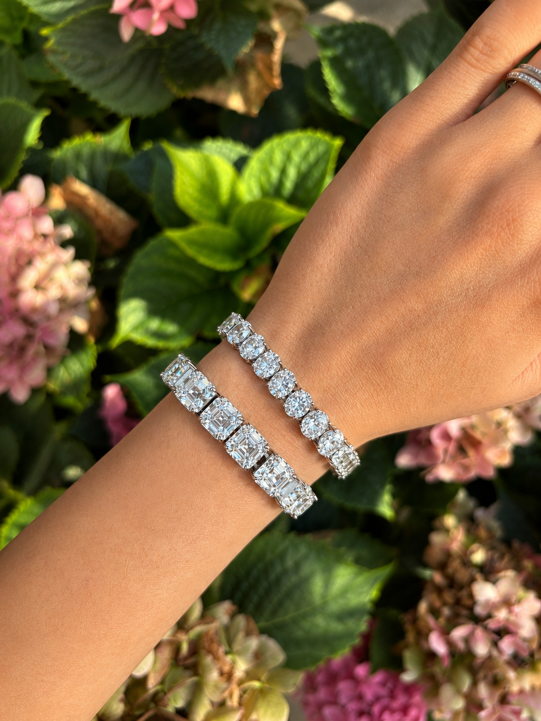 LUXURIOUS SILVER TENNIS FEATURING BRILLIANT SQUARE-CUT ZIRCONS