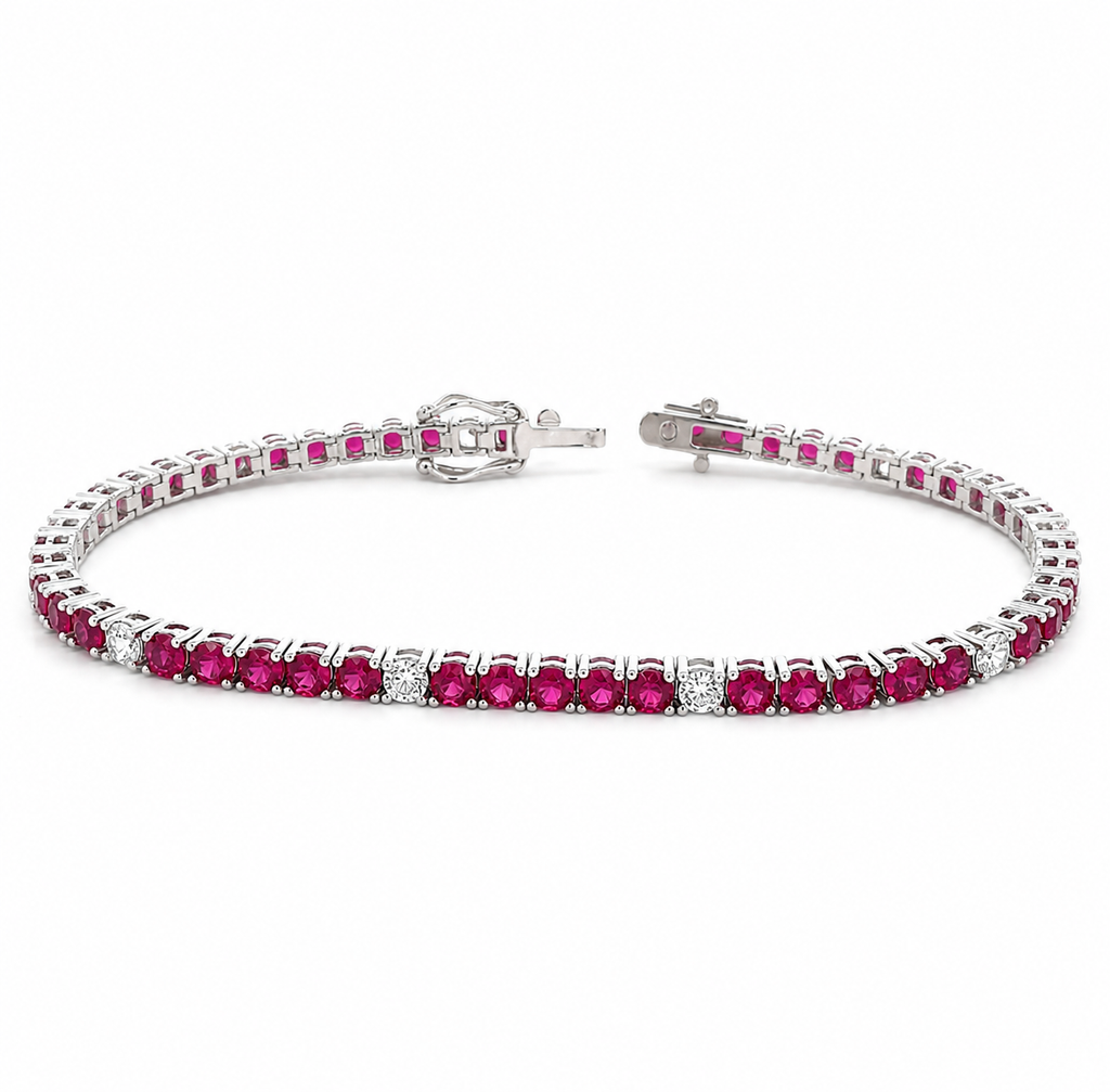 TENNIS BRACELET RUBY AND WHITE