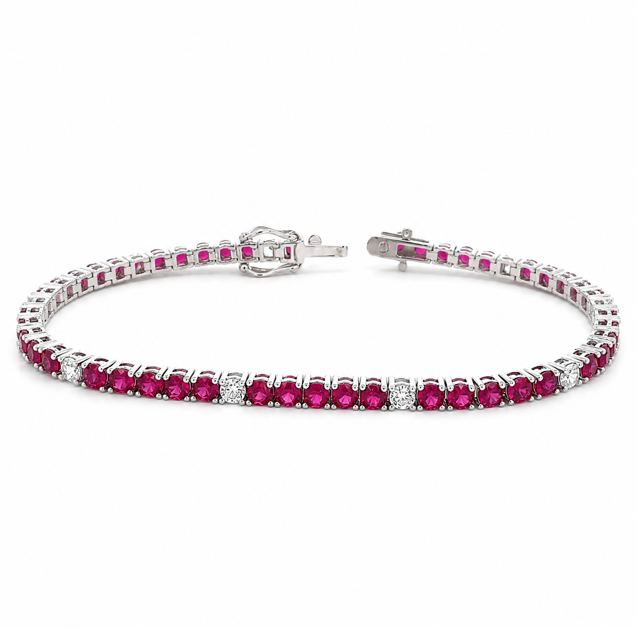 TENNIS BRACELET RUBY AND WHITE