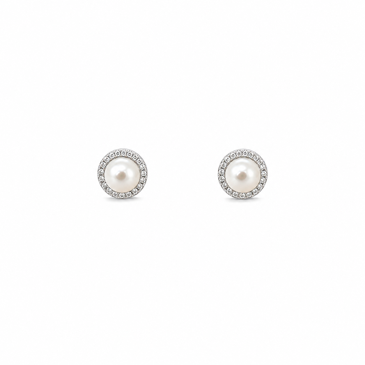 PEARL HALO STUD EARRINGS