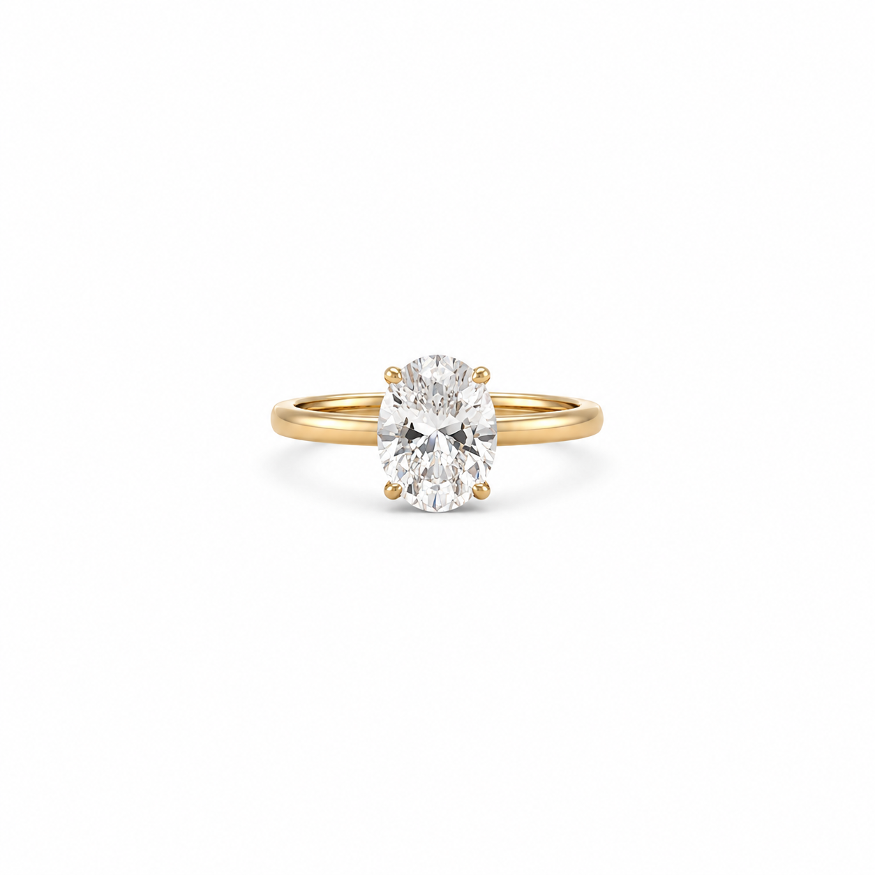 GOLD OVAL SOLITAIRE RING WITH ZIRCONIA