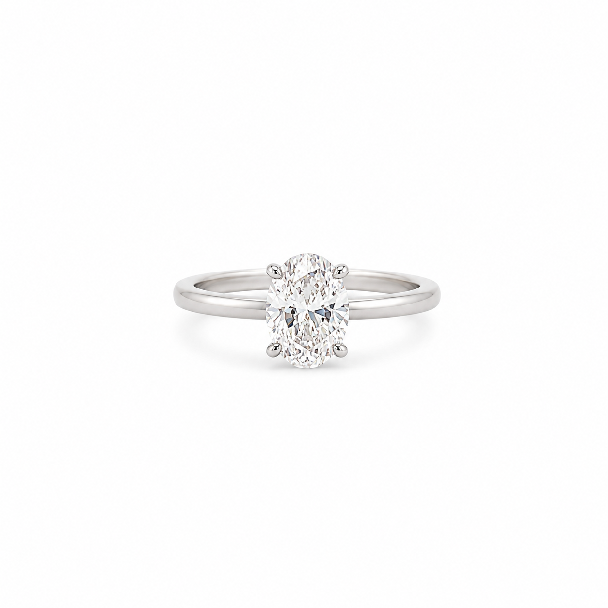 SILVER OVAL SOLITAIRE RING WITH ZIRCONIA