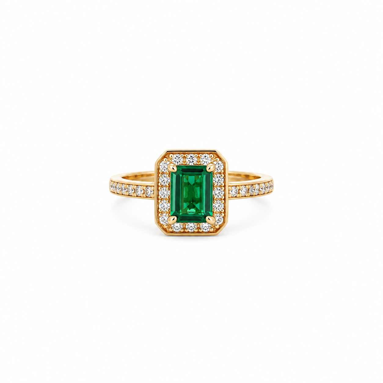 EMERALD AURELIA RING IN 925 STERLING SILVER & ZIRCONIA GOLD