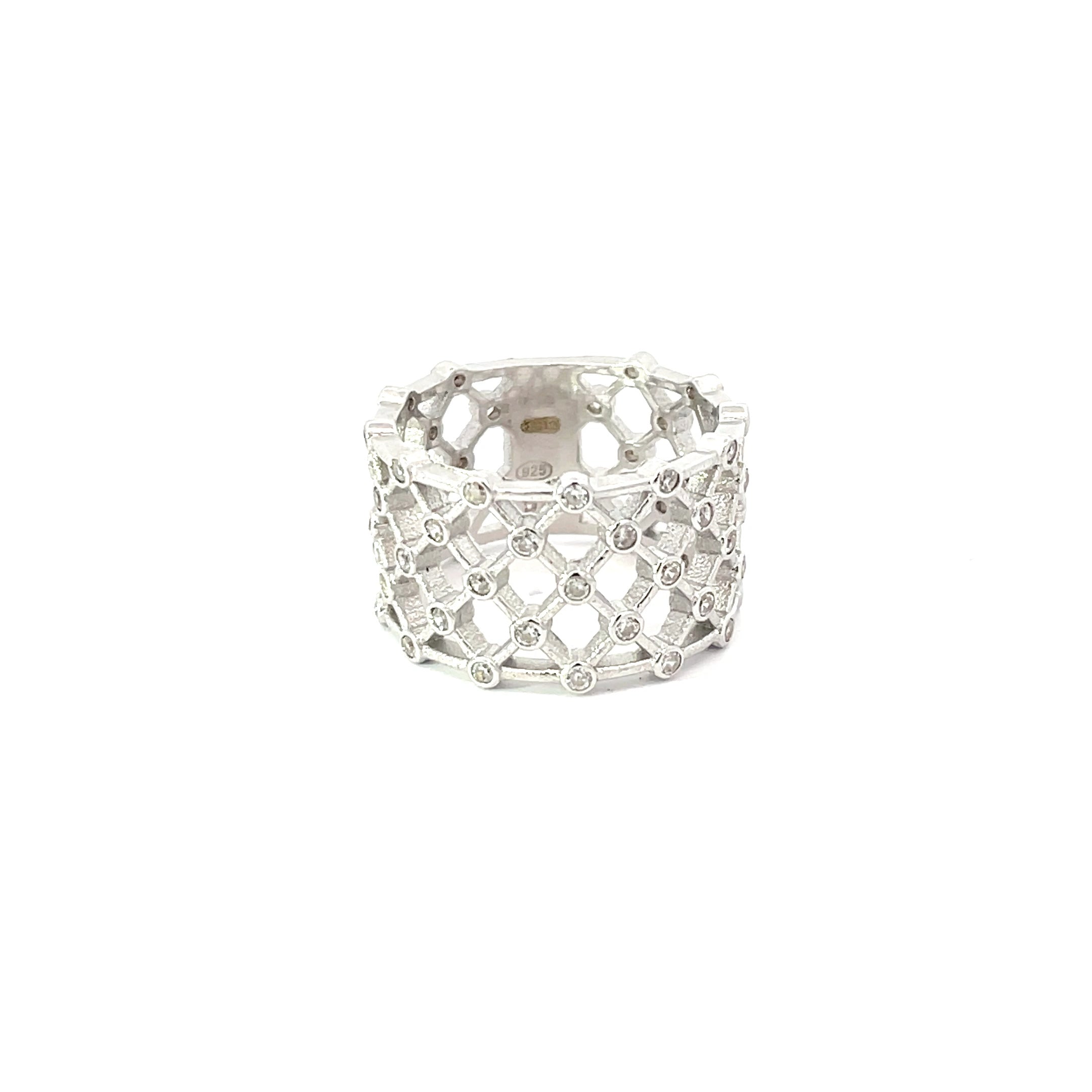 CRYSTAL LATTICE RING IN 925 STERLING SILVER