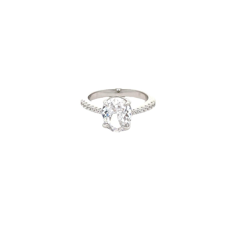 OVAL SOLITAIRE RING IN 925 STERLING SILVER WITH CUBIC ZIRCONIA