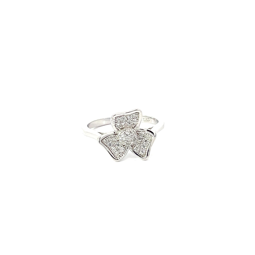 FLOWER RING IN 925 STERLING SILVER WITH CUBIC ZIRCONIA