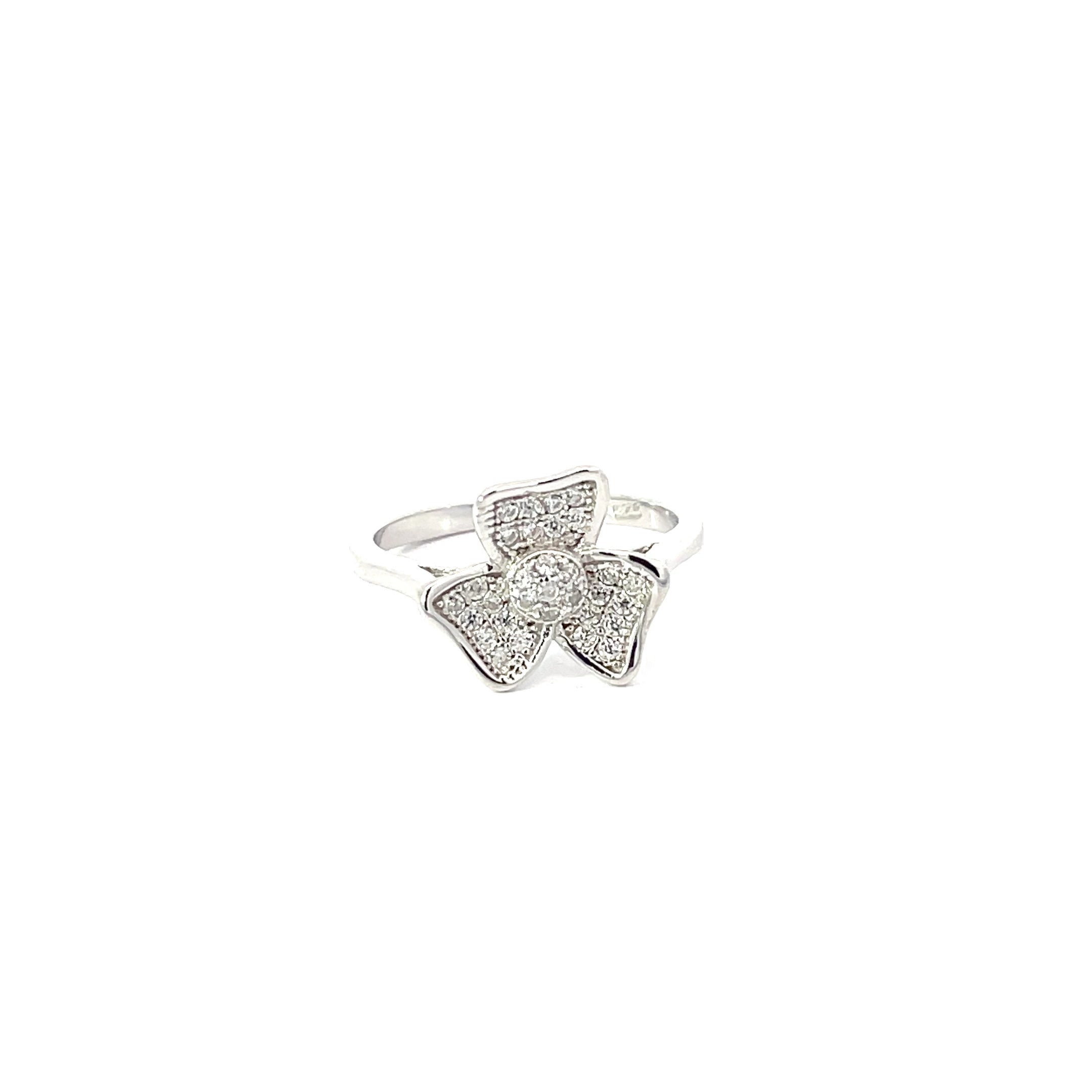 FLOWER RING IN 925 STERLING SILVER WITH CUBIC ZIRCONIA