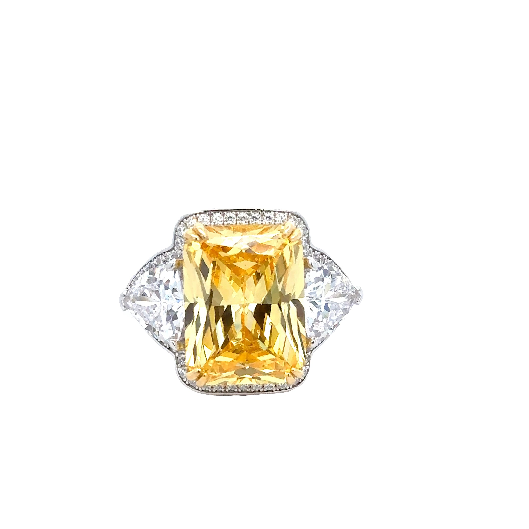 RADIANT YELLOW HALO RING IN 925 STERLING SILVER WITH CUBIC ZIRCONIA
