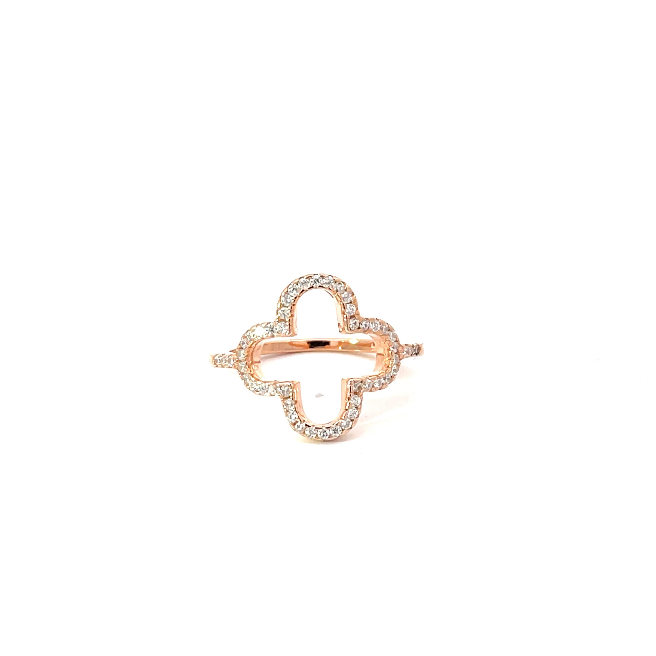 FOUR-PETAL RING IN 925 STERLING SILVER & ZIRCONIA