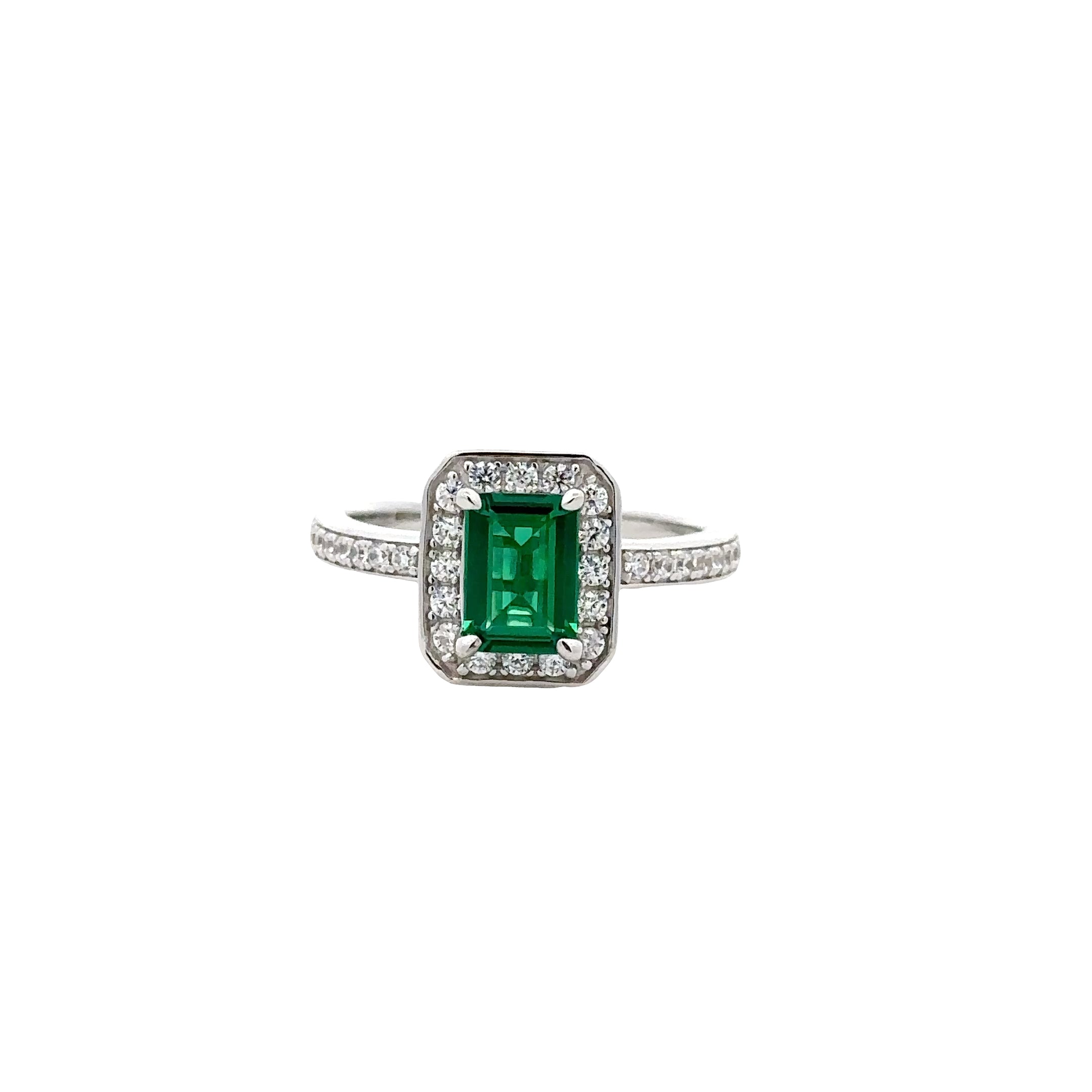 EMERALD REGALIA RING IN 925 STERLING SILVER & ZIRCONIA