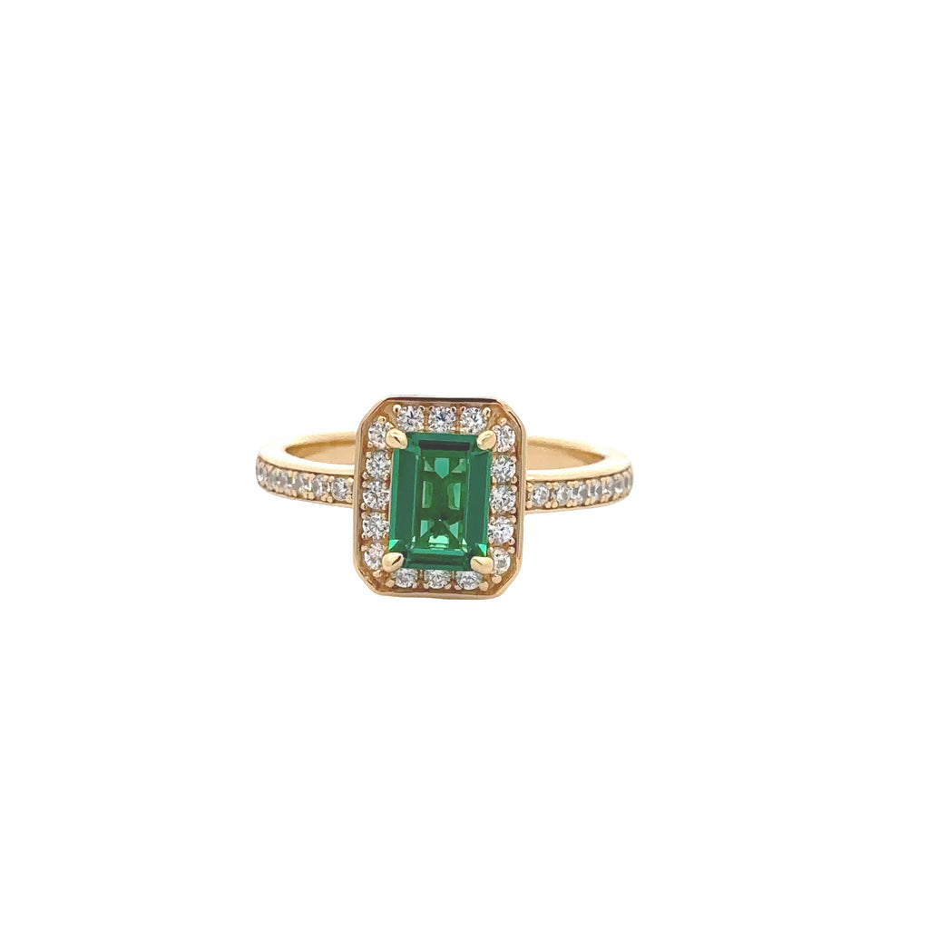EMERALD AURELIA RING IN 925 STERLING SILVER & ZIRCONIA