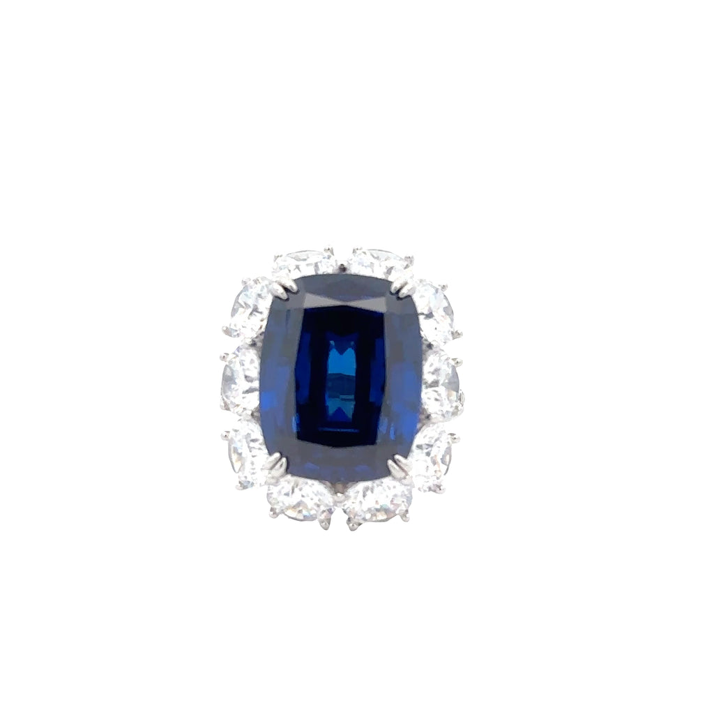ROYAL SAPPHIRE RING IN 925 STERLING SILVER & ZIRCONIA