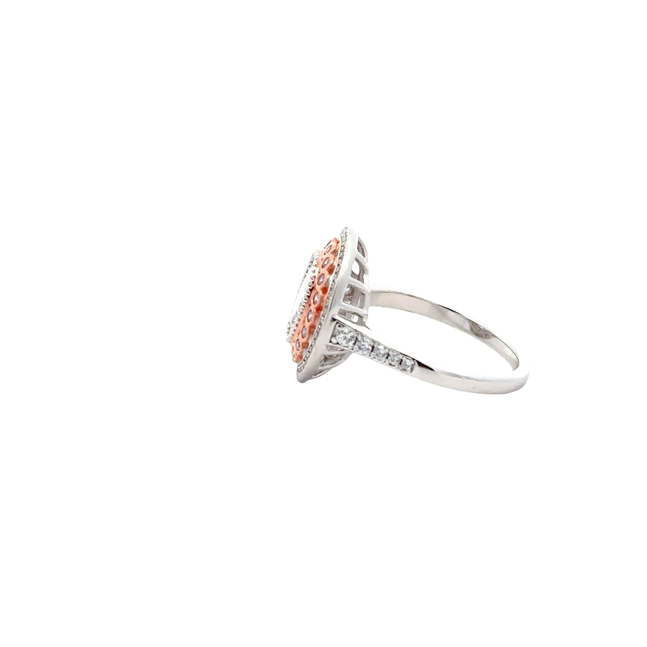 VINTAGE OVAL HALO RING WITH ZIRCONIA IN 925 STERLING SILVER