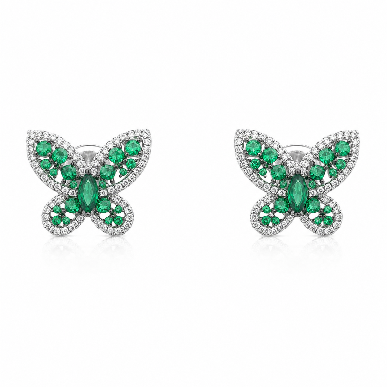 EMERALD BUTTERFLY STUD EARRINGS