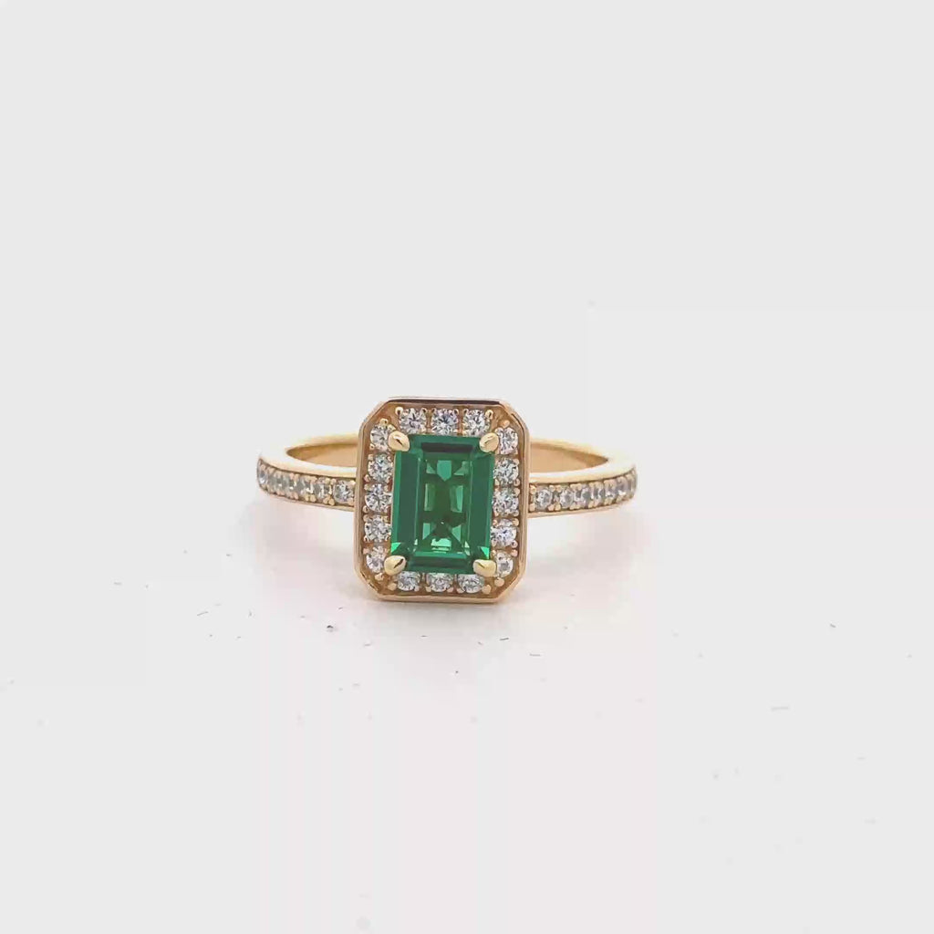 EMERALD AURELIA RING IN 925 STERLING SILVER & ZIRCONIA