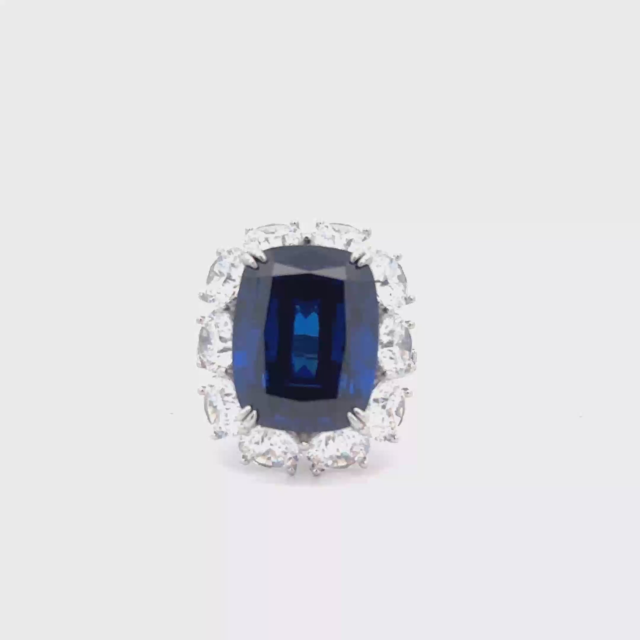 ROYAL SAPPHIRE RING IN 925 STERLING SILVER & ZIRCONIA