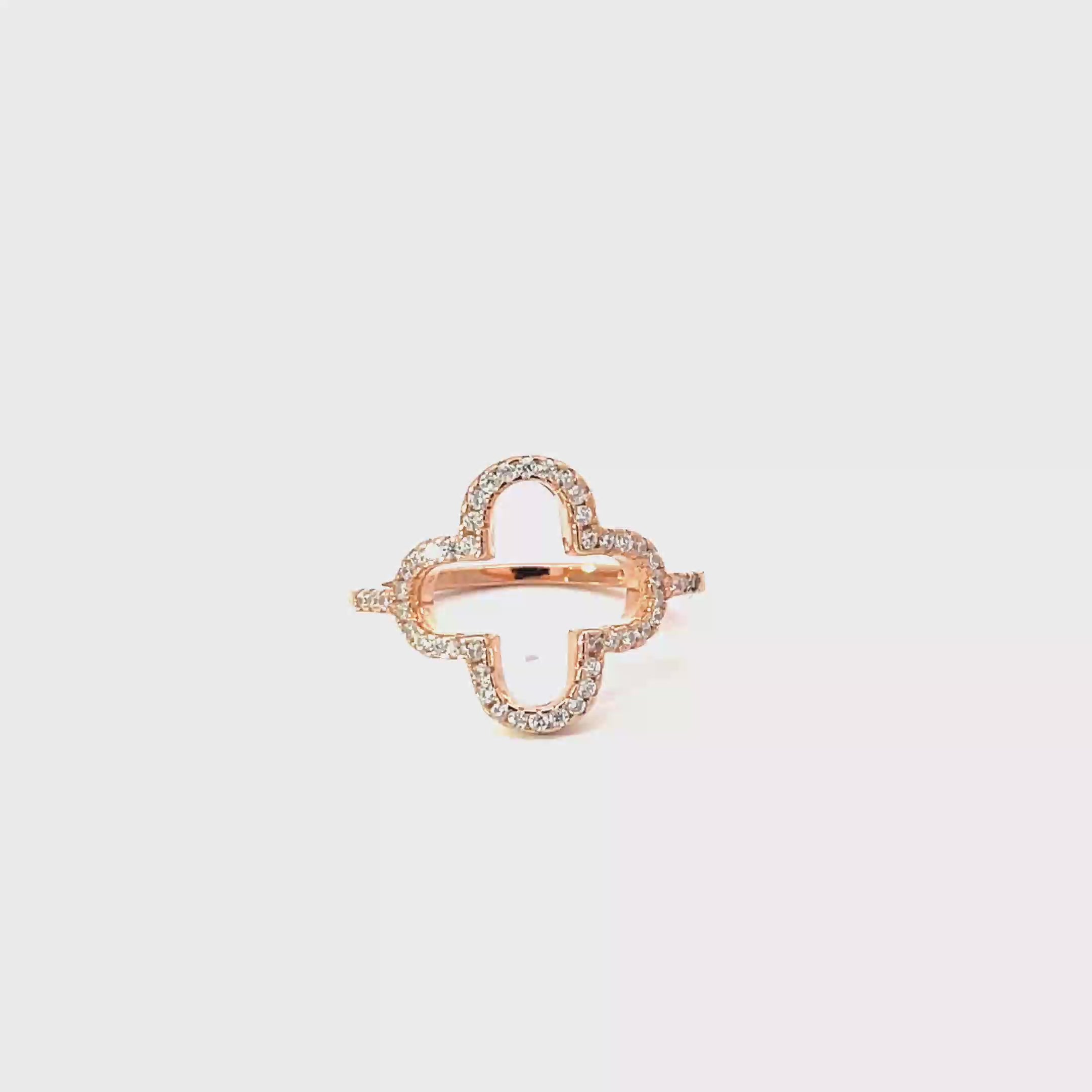FOUR-PETAL RING IN 925 STERLING SILVER & ZIRCONIA