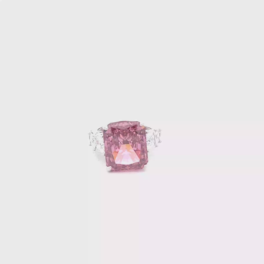 PINK RADIANCE RING IN 925 STERLING SILVER & ZIRCONIA