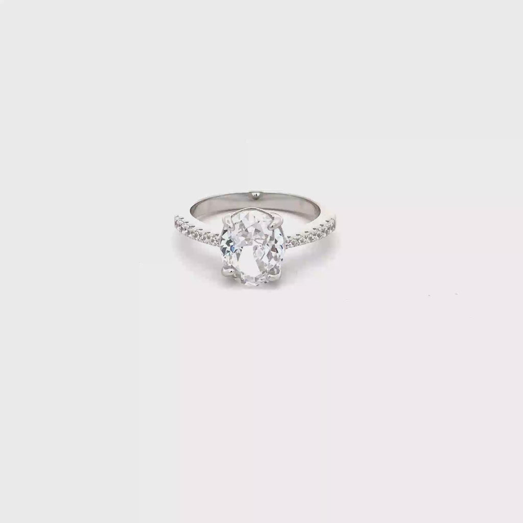 OVAL SOLITAIRE RING IN 925 STERLING SILVER WITH CUBIC ZIRCONIA