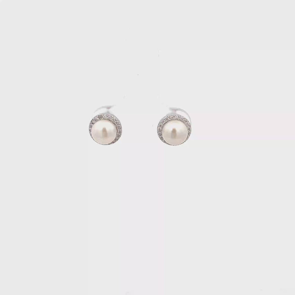 PEARL HALO STUD EARRINGS