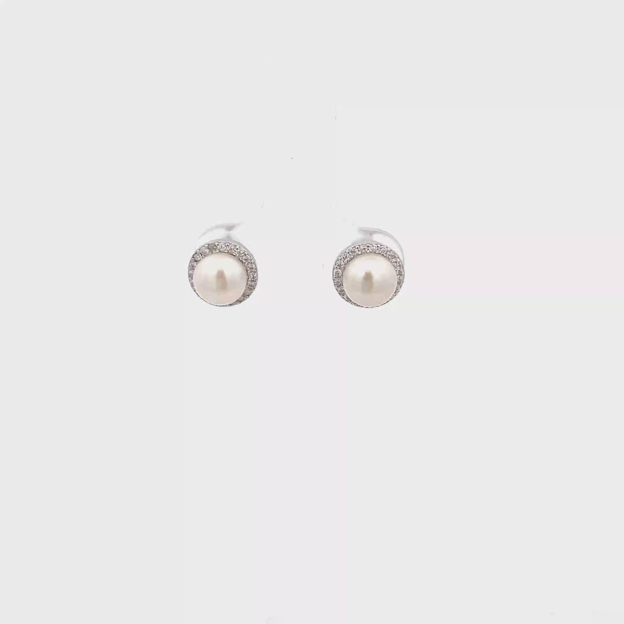PEARL HALO STUD EARRINGS