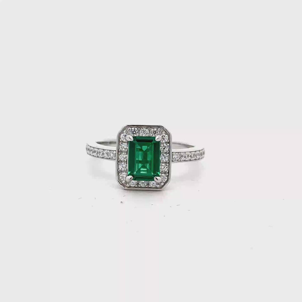 EMERALD REGALIA RING IN 925 STERLING SILVER & ZIRCONIA