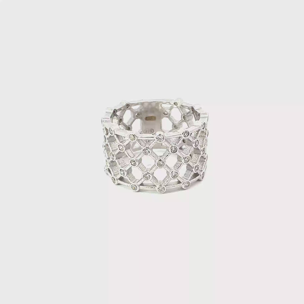 CRYSTAL LATTICE RING IN 925 STERLING SILVER